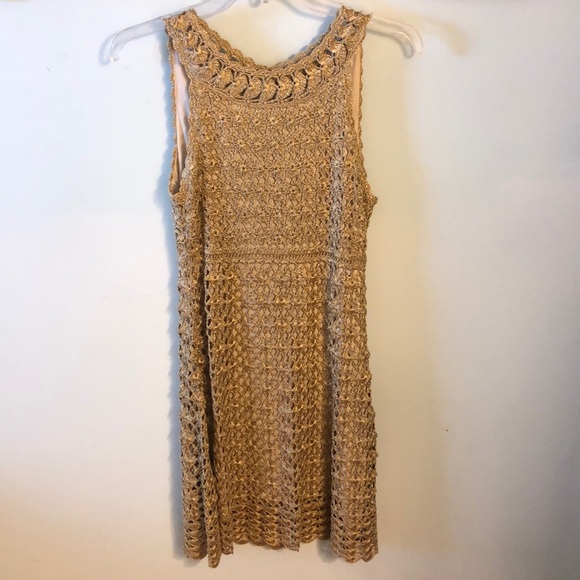 Diane Von Furstenberg Gold Crochet Dress - Picture 2 of 7